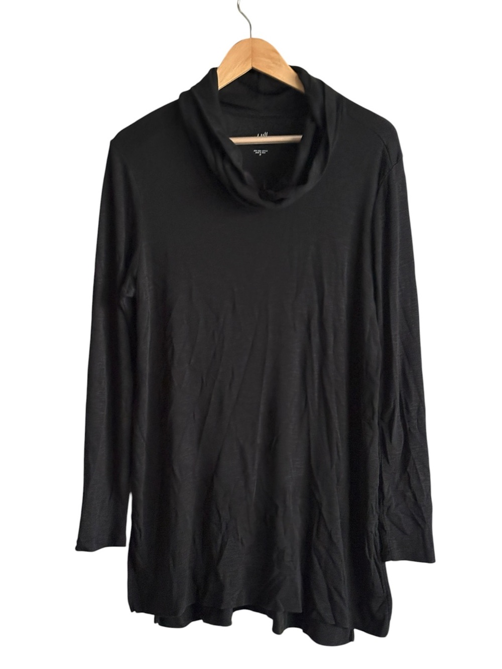 J.Jill Womens Cowl Neck Tunic Black Pima Cotton Size Medium Modern Chic Cozy